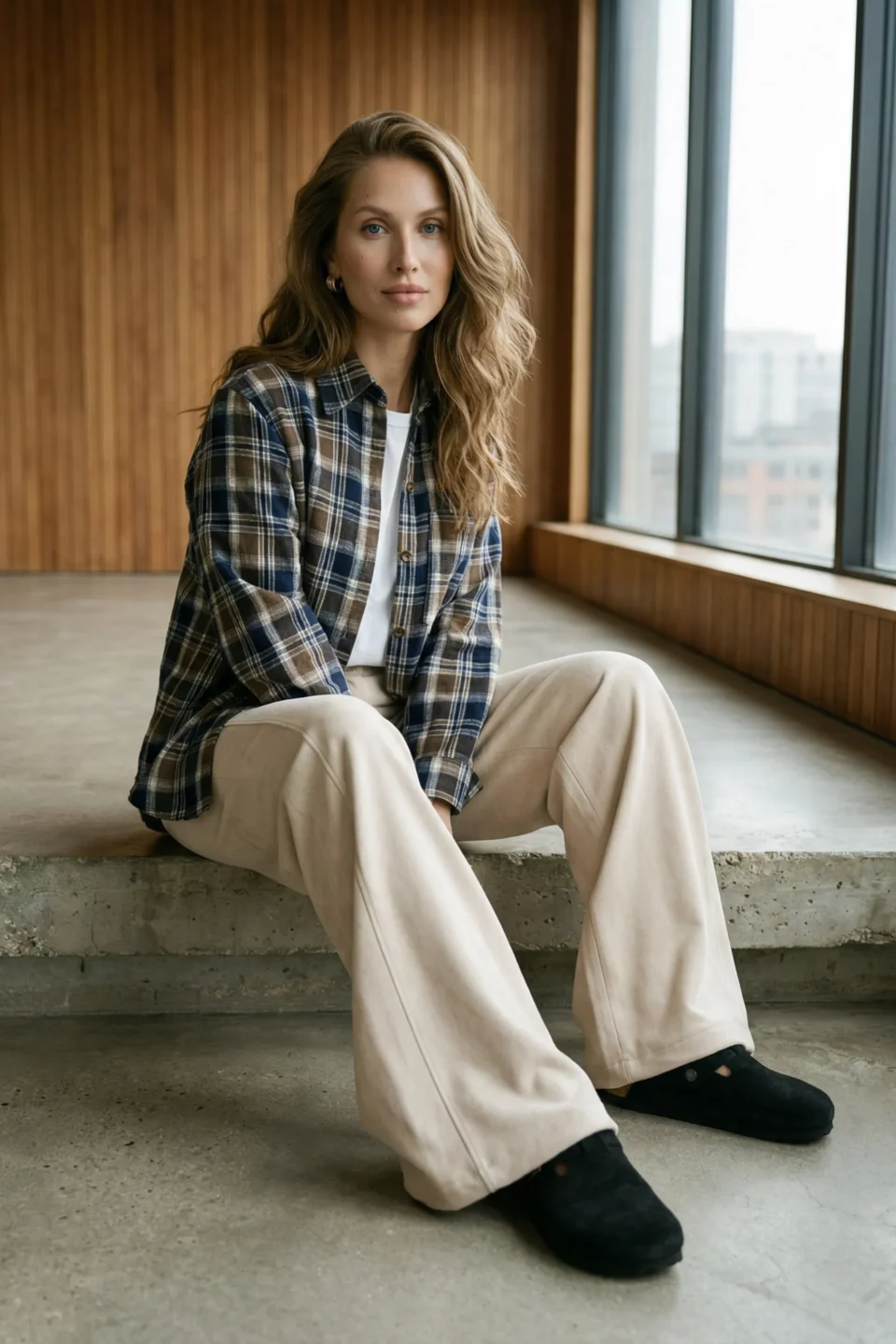 Сорочка бавовняна жіноча в трендову клітинку демісезонна (2372bl)
